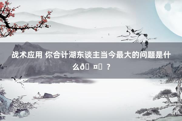 战术应用 你合计湖东谈主当今最大的问题是什么🤔？