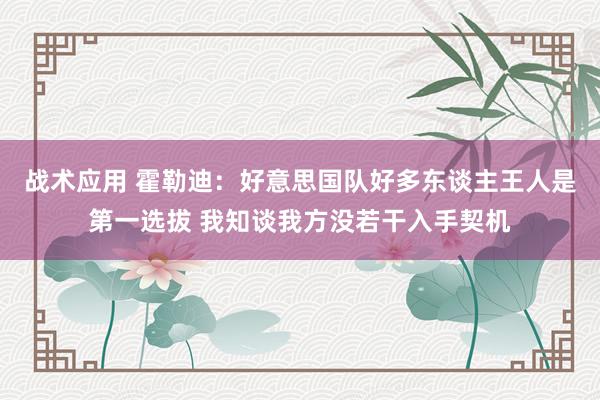 战术应用 霍勒迪：好意思国队好多东谈主王人是第一选拔 我知谈我方没若干入手契机