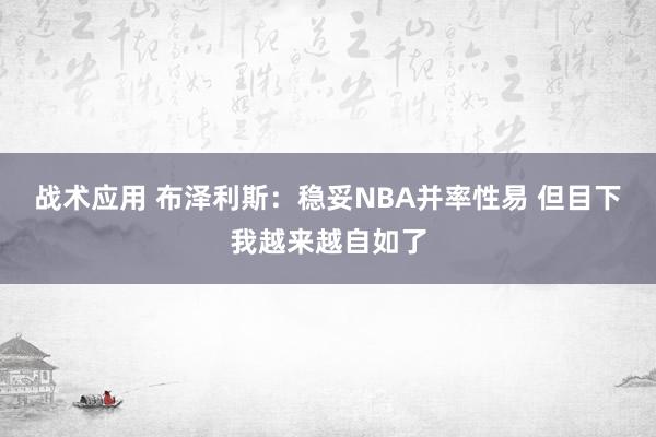 战术应用 布泽利斯：稳妥NBA并率性易 但目下我越来越自如了