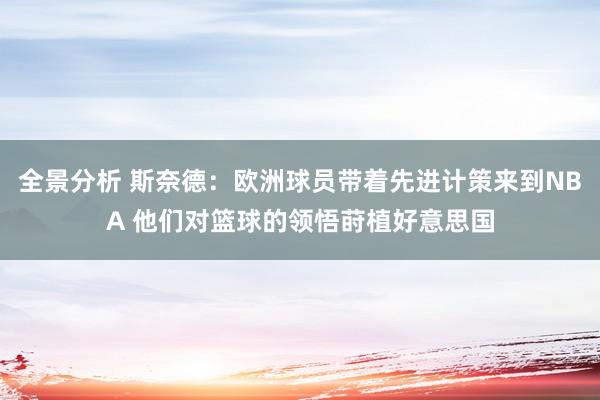 全景分析 斯奈德：欧洲球员带着先进计策来到NBA 他们对篮球的领悟莳植好意思国