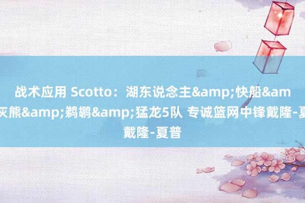 战术应用 Scotto：湖东说念主&快船&灰熊&鹈鹕&猛龙5队 专诚篮网中锋戴隆-夏普